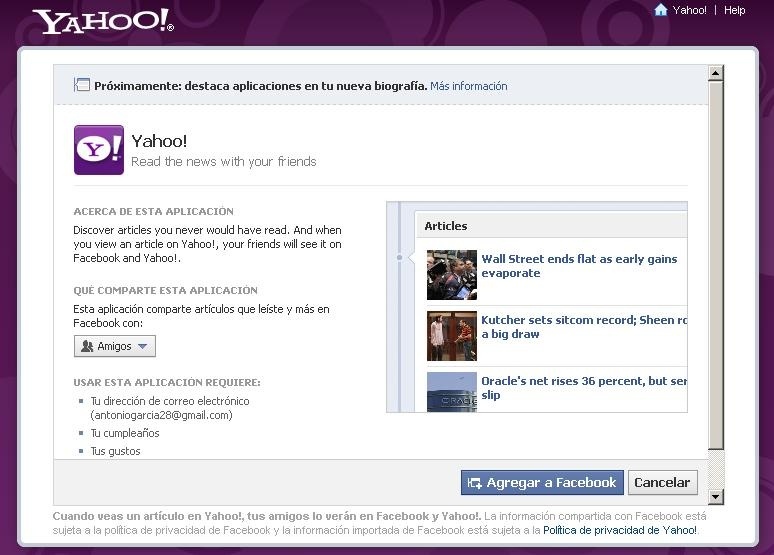 Yahoo! conecta las noticias con Facebook en España