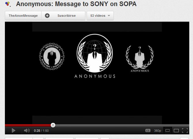 Anonymous publica la discografía de Sony en represalia por el cierre de Megaupload