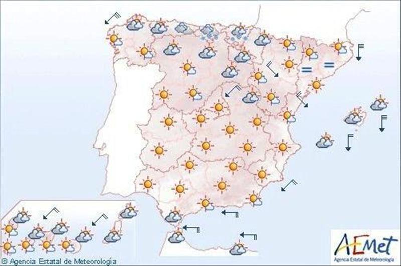 La Aemet prevé temperaturas bajas en la Península y Baleares