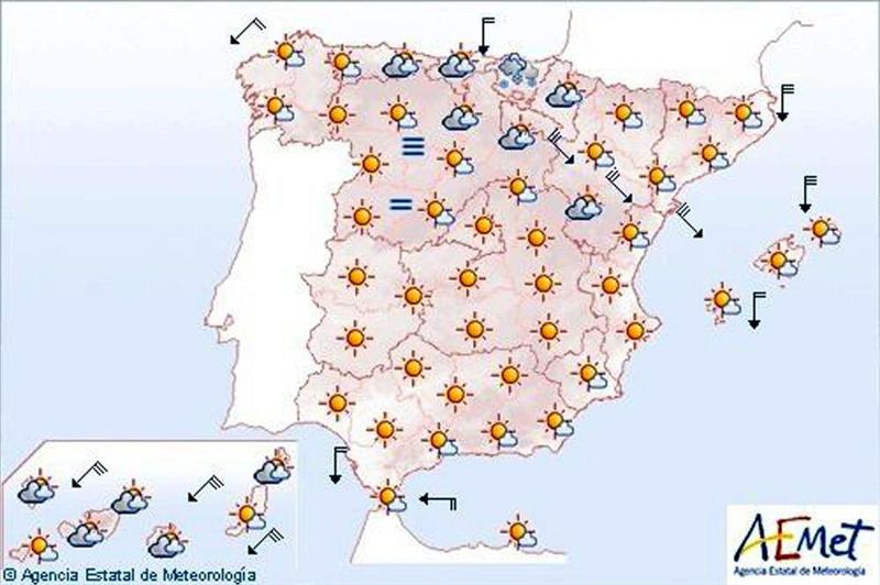 Temperaturas bajas en la Península y Baleares