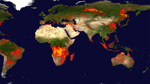 La NASA ofrece un mapa satélite con los incendios forestales de todo el mundo