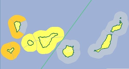La Aemet mantiene este lunes el aviso amarillo en Canarias por vientos muy fuertes y por lluvias