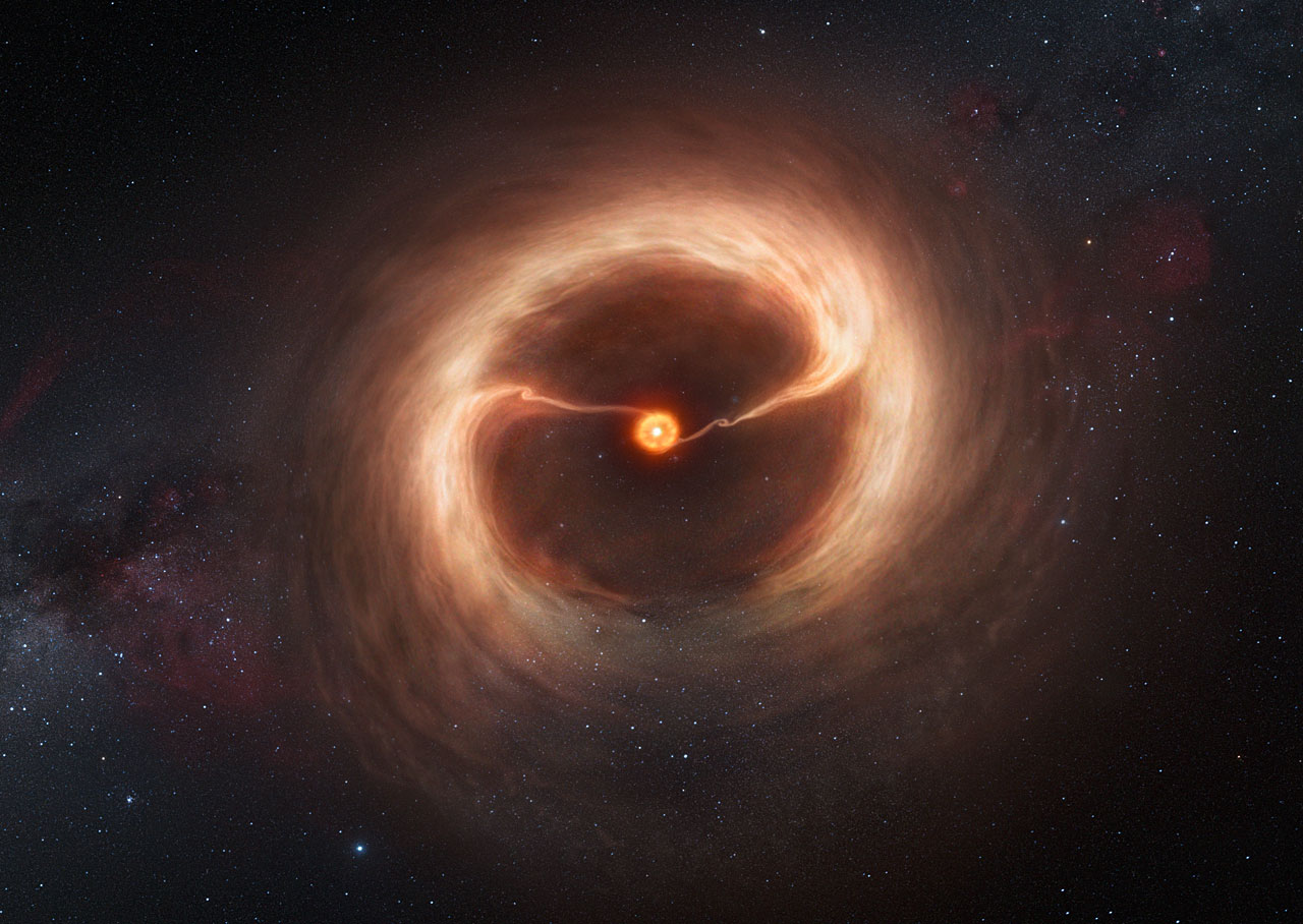 Captan corrientes de gas alrededor de una estrella que podrían provenir de un planeta oculto