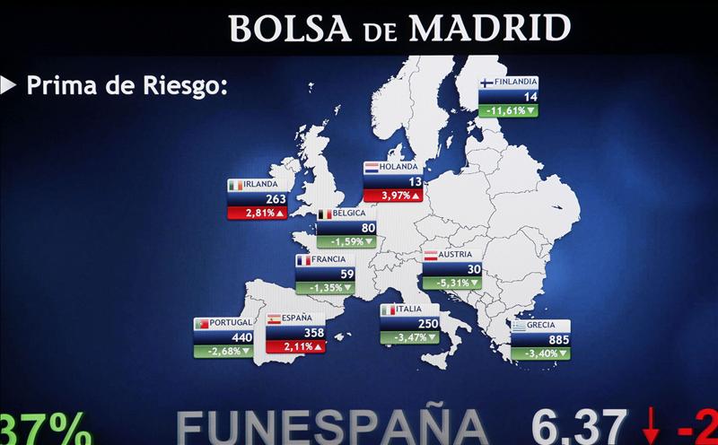 La prima de riesgo de España sube a 358 puntos básicos en la apertura