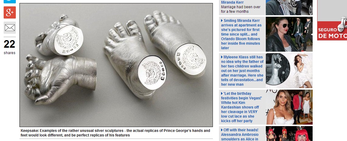 Pippa Middleton le regala a George sus pies y manos esculpidas en plata
