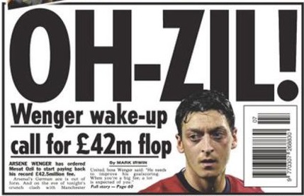 La prensa británica sigue cargando contra Özil diciendo que es un «fracaso»