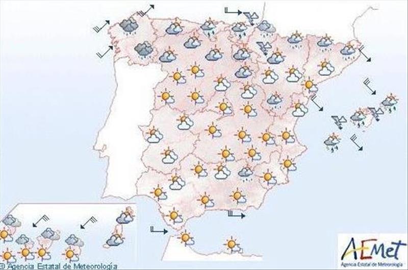 Se esperan para hoy lluvias en el norte peninsular y Baleares