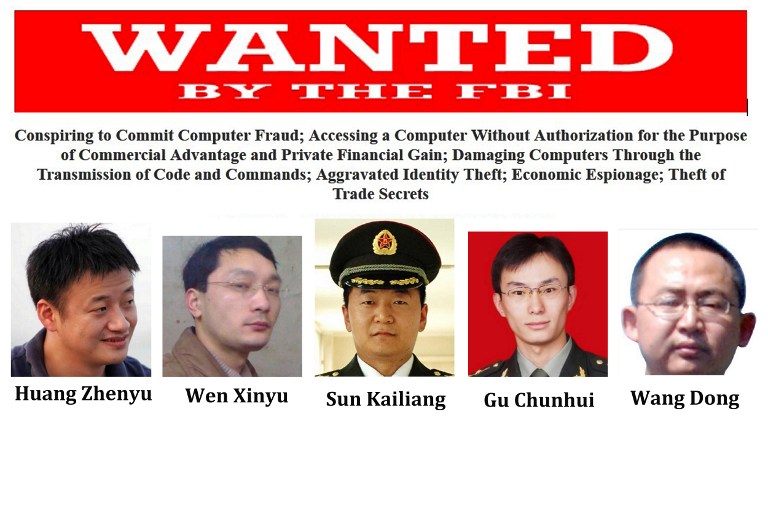 EEUU procesa a cinco oficiales del ejército chino por ciberespionaje