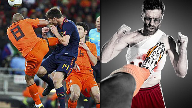 Adidas calienta el España contra Holanda recreando la patada de De Jong a Alonso