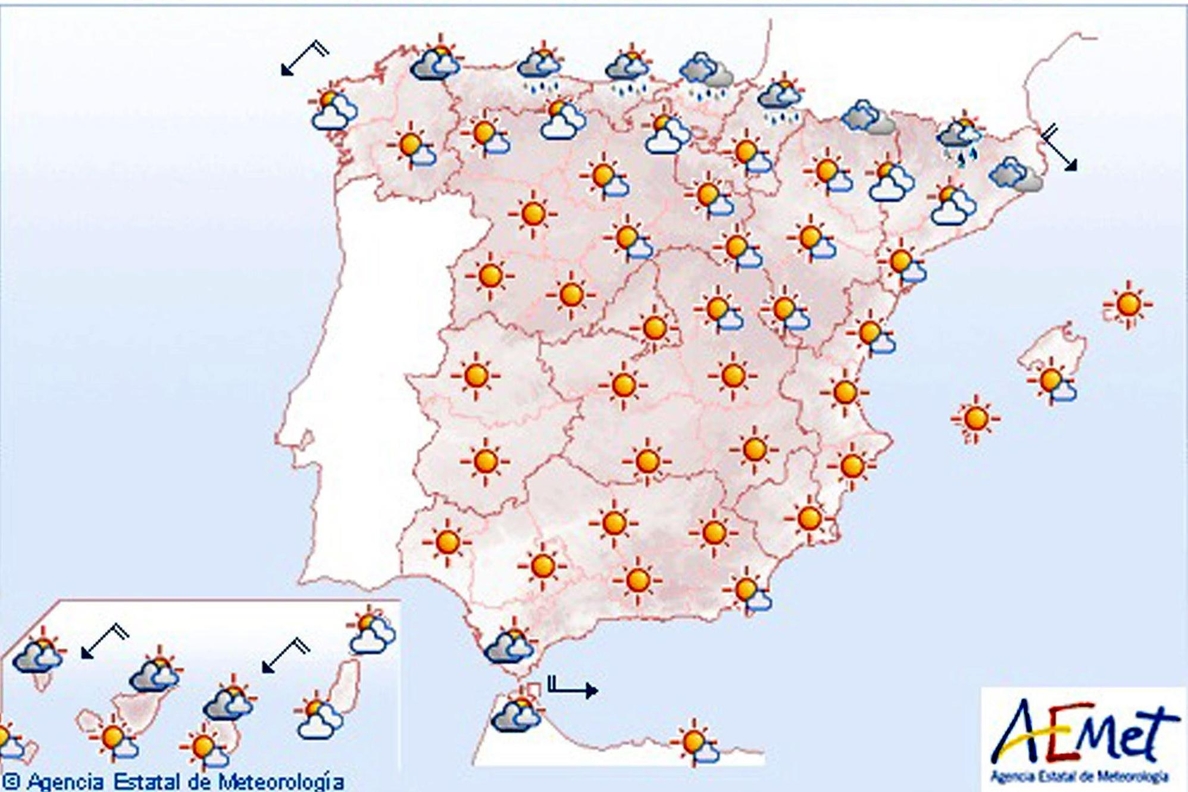 Chubascos en Cataluña y altas temperaturas en Madrid y Castilla La Mancha