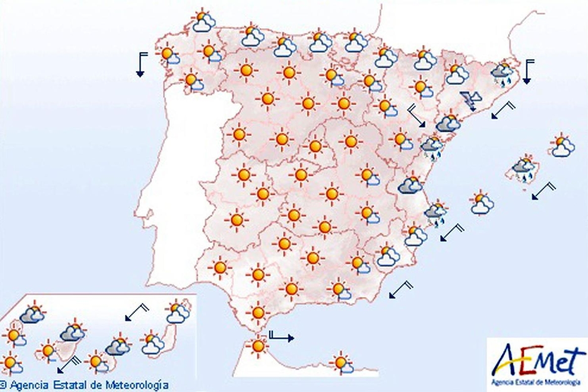 Chubascos de madrugada en el litoral de Cataluña y Comunidad Valenciana