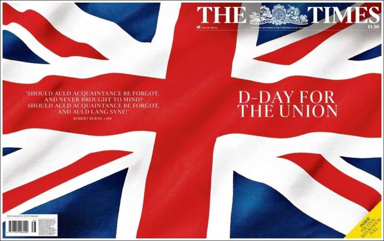 La prensa británica proclama el «día de la verdad» para Escocia