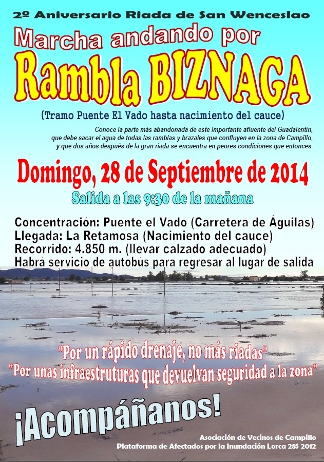 Vecinos de Campillo organizan una marcha este domingo para recordar el estado de la Rambla de Biznaga