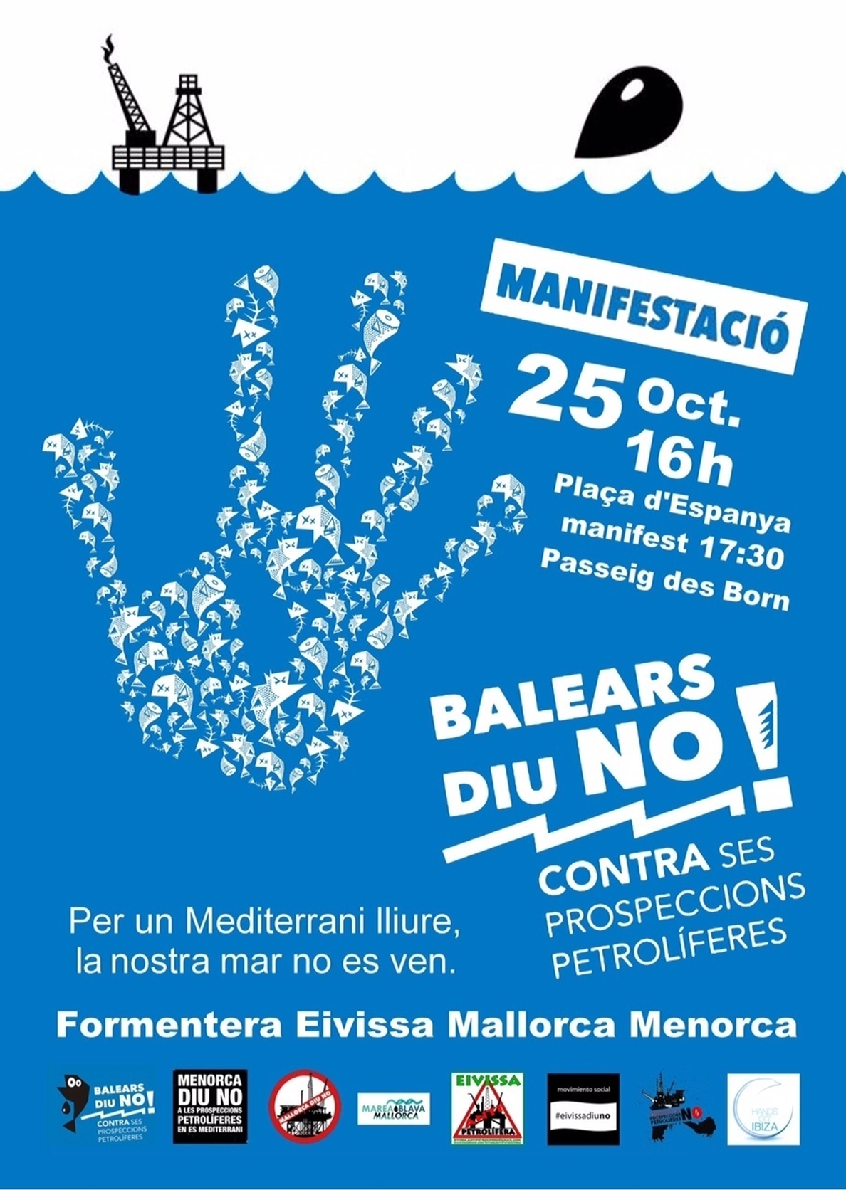 La plataforma Balears Diu NO convoca movilizaciones masivas el 25 de octubre en contra de las prospecciones