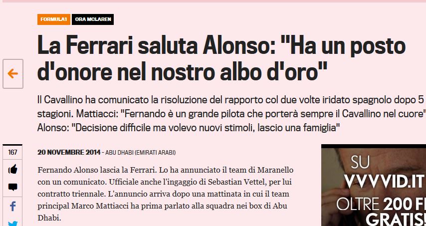 La prensa italiana se olvida de Alonso y habla de la nueva era de Vettel en Ferrari