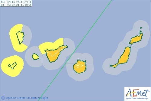 Gran Canaria, Tenerife, Lanzarote y Fuerteventura estarán hoy en aviso naranja por lluvias y tormentas