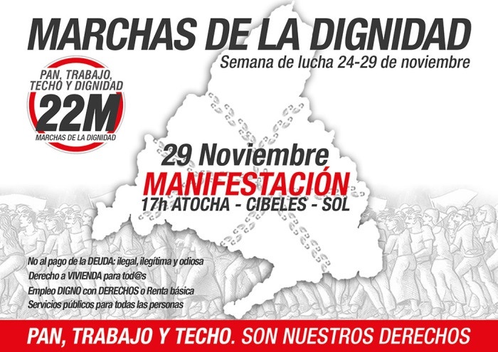 Las Marchas de la Dignidad pedirán «Pan, trabajo, y techo» en Madrid el próximo 29 de noviembre