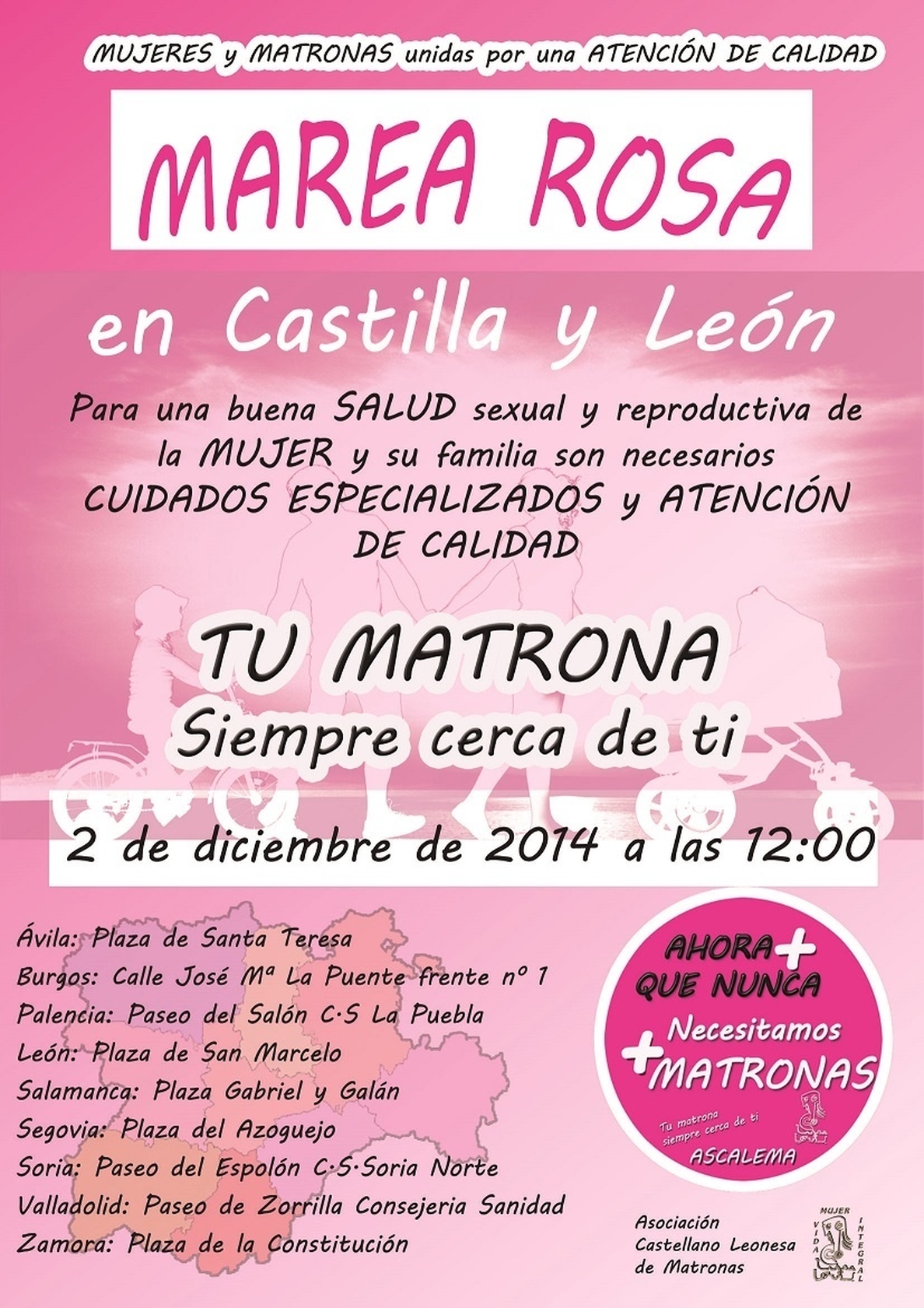 Las matronas teñirán de rosa el próximo martes Castilla y León para dar visibilidad a su profesión