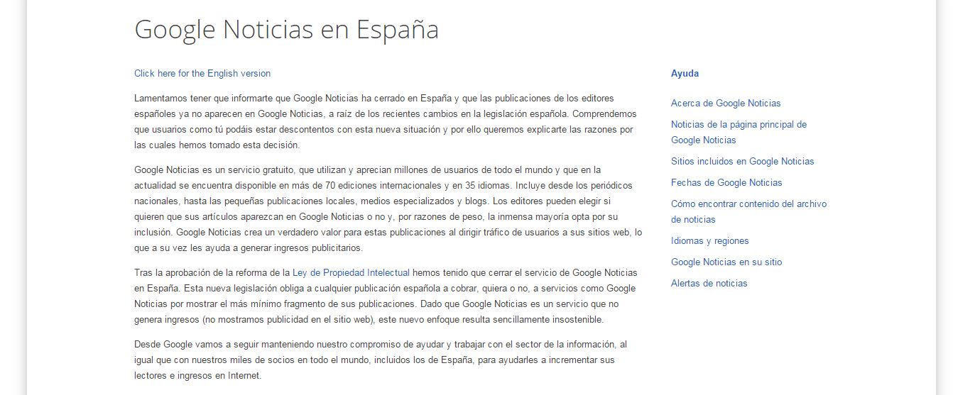 Google News ya no funciona en España