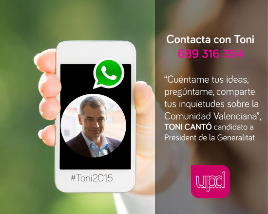 Toni Cantó responderá por whatsapp a las inquietudes de los valencianos