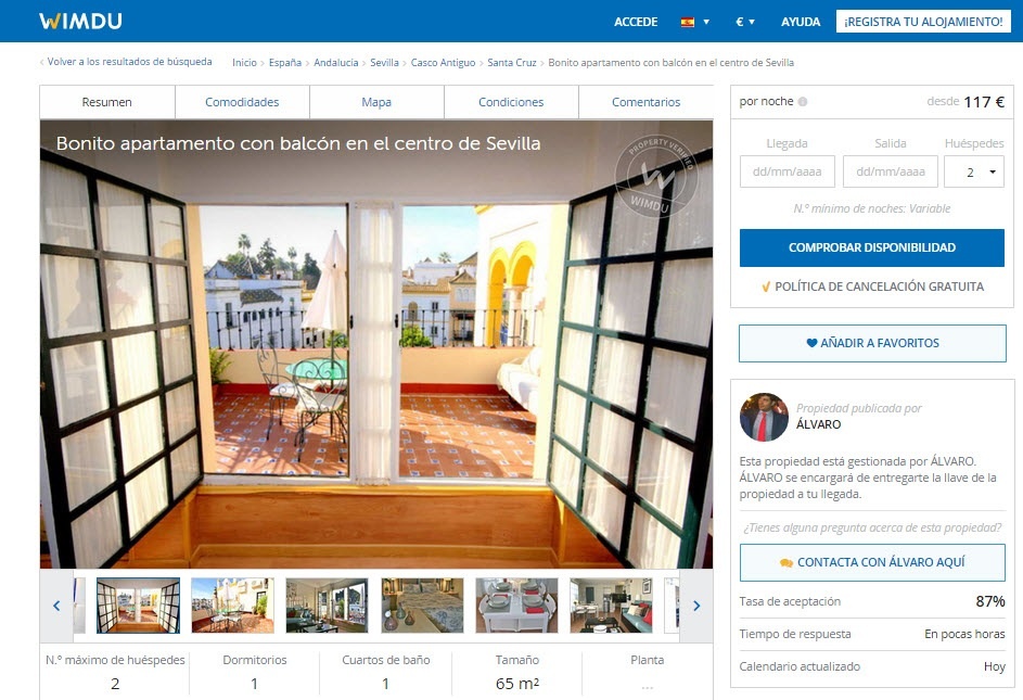 S.Sevilla escala al quinto puesto en las reservas del portal de alquiler de pisos Wimdu
