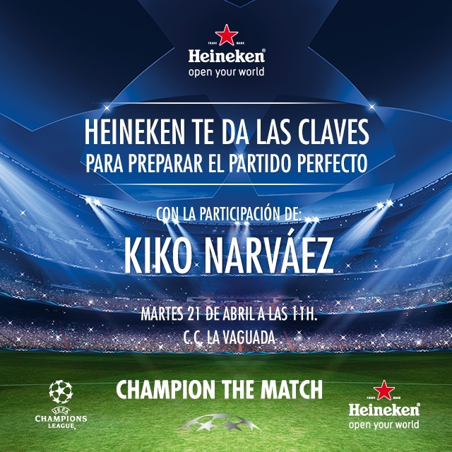 CONVOCATORIA: Heineken presenta »The Champions Theory» con la participación de Kiko Narváez en La Vaguada