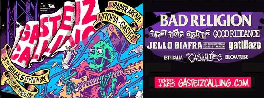 Bad Religion, Jello Biafra y The Toy Dolls, en la primera edición del festival Gasteiz Calling