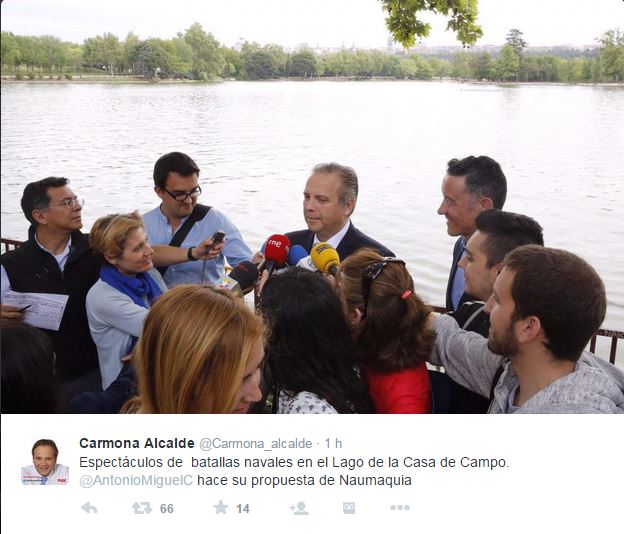 Carmona, candidato del PSOE a la Alcaldía de Madrid, propone organizar naumaquias