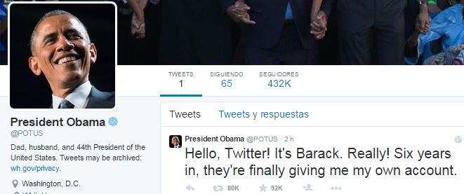 Obama estrena  @POTUS,  su propia cuenta de Twitter