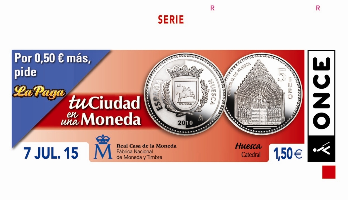 Huesca, en los cupones de la ONCE »Tu ciudad en una moneda»