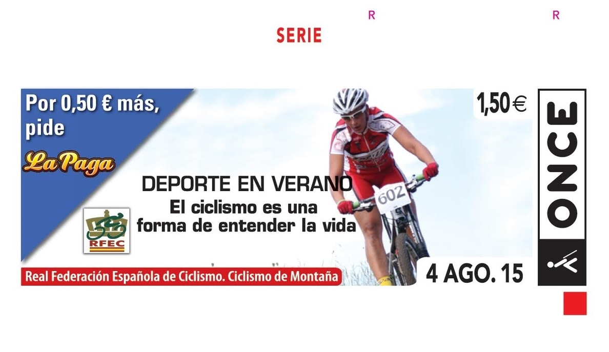 La ONCE dedica el cupón de mañana al ciclismo de montaña, dentro de la serie »Deporte de verano»