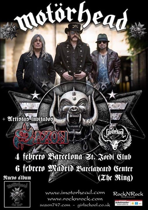 Motörhead y Saxon actuarán en Barcelona y Madrid en febrero de 2016