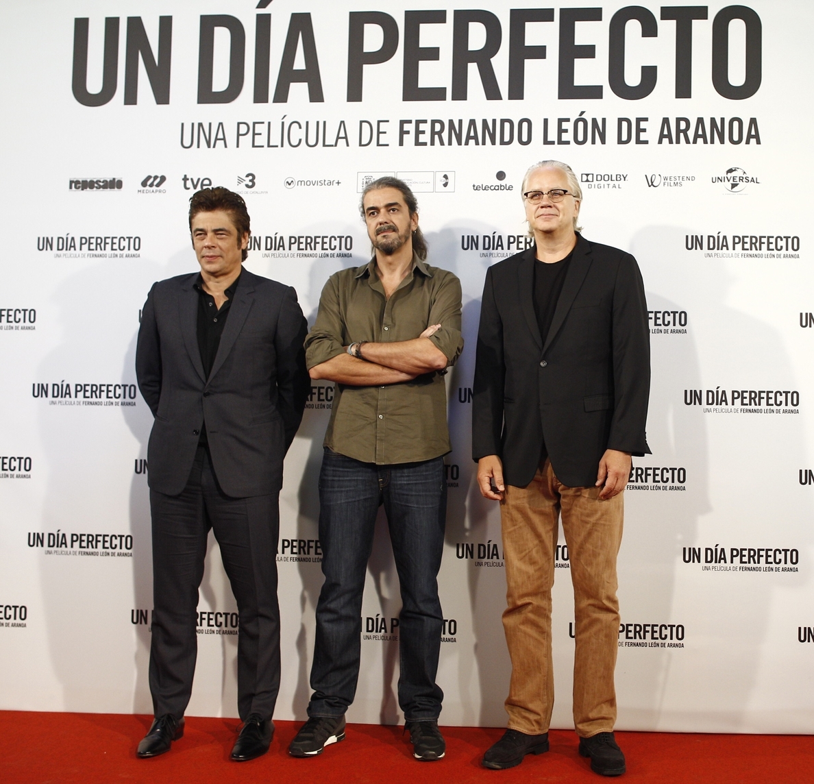 Benicio del Toro, Tim Robbins y Fernando León de Aranoa presentan »Un Día Perfecto» en Madrid