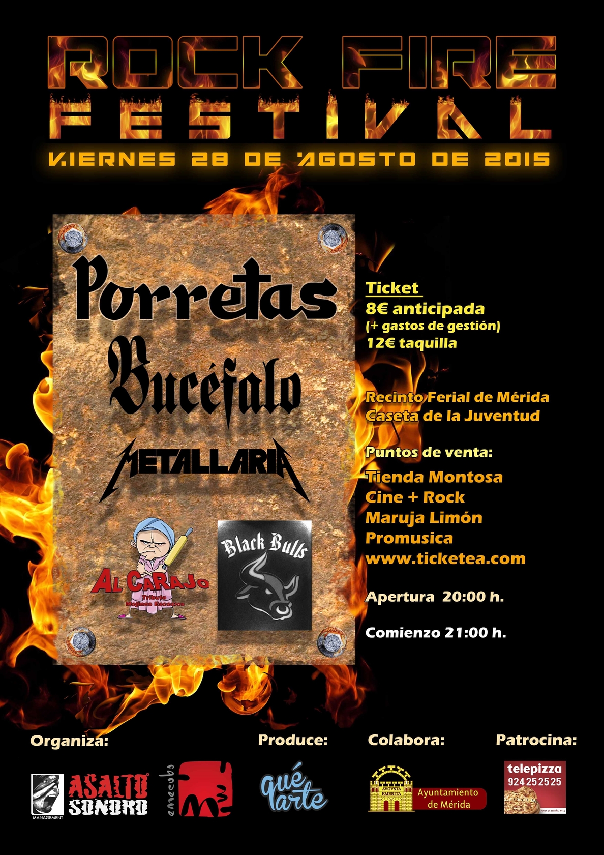 »Porretas» y »Bucéfalo» actúan en la Caseta de la Juventud de Mérida este viernes dentro del »Rock Fire Festival»