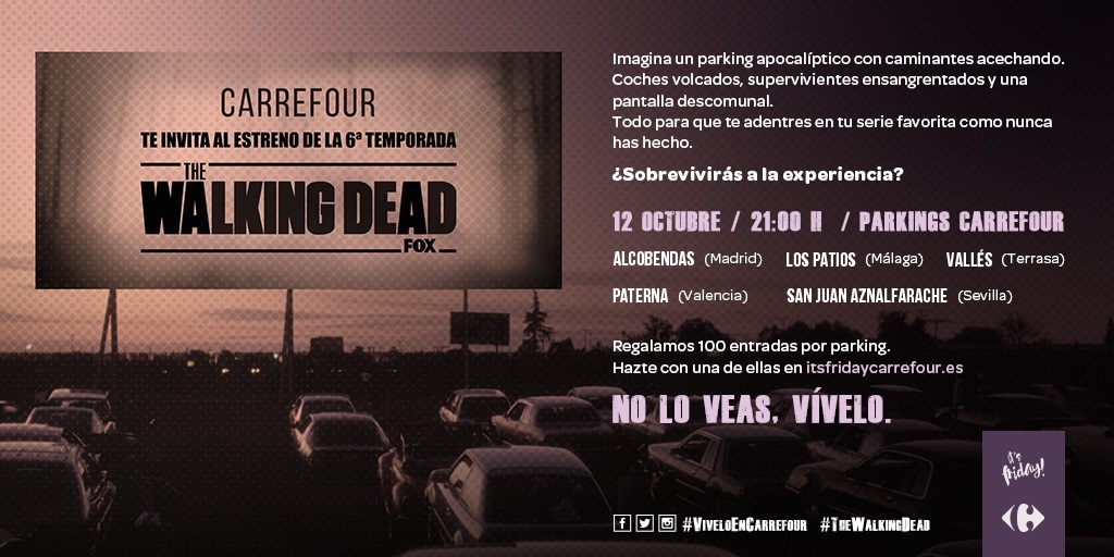 El parking de Carrefour Paterna acogerá el día 12 el estreno de la sexta temporada de »The Walking Dead»