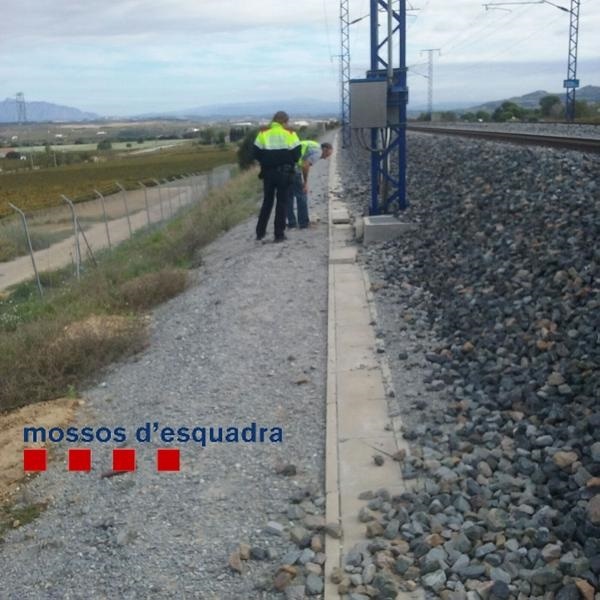 La Policía Nacional se desplaza al punto donde se cortó el cable del AVE, en La Garriga.