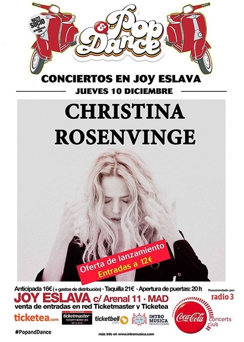 Christina Rosenvinge actuará en Zaragoza, Barcelona, Madrid y Murcia