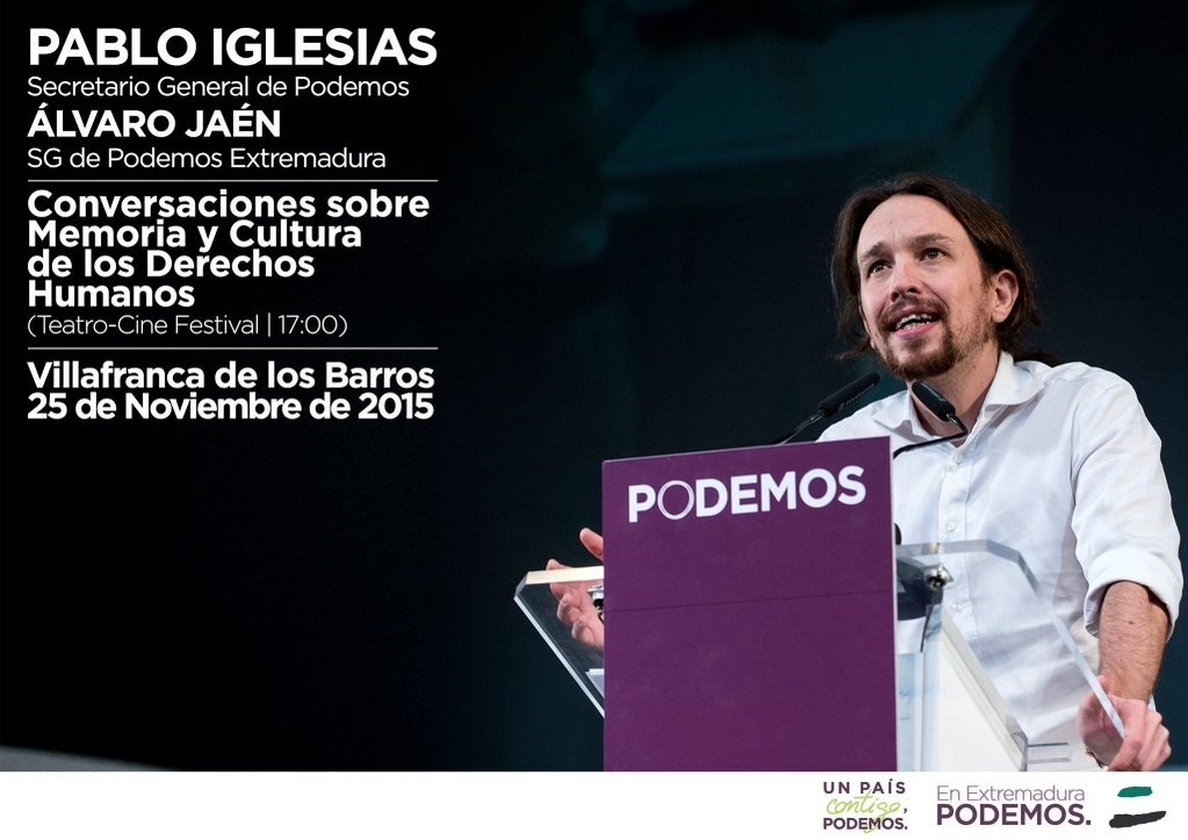 Pablo Iglesias participa este miércoles en Villafranca de los Barros en un acto público sobre memoria histórica
