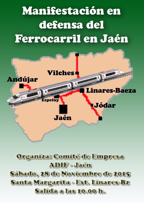 El comité de empresa de ADIF se manifiesta este sábado en Linares en defensa del ferrocarril