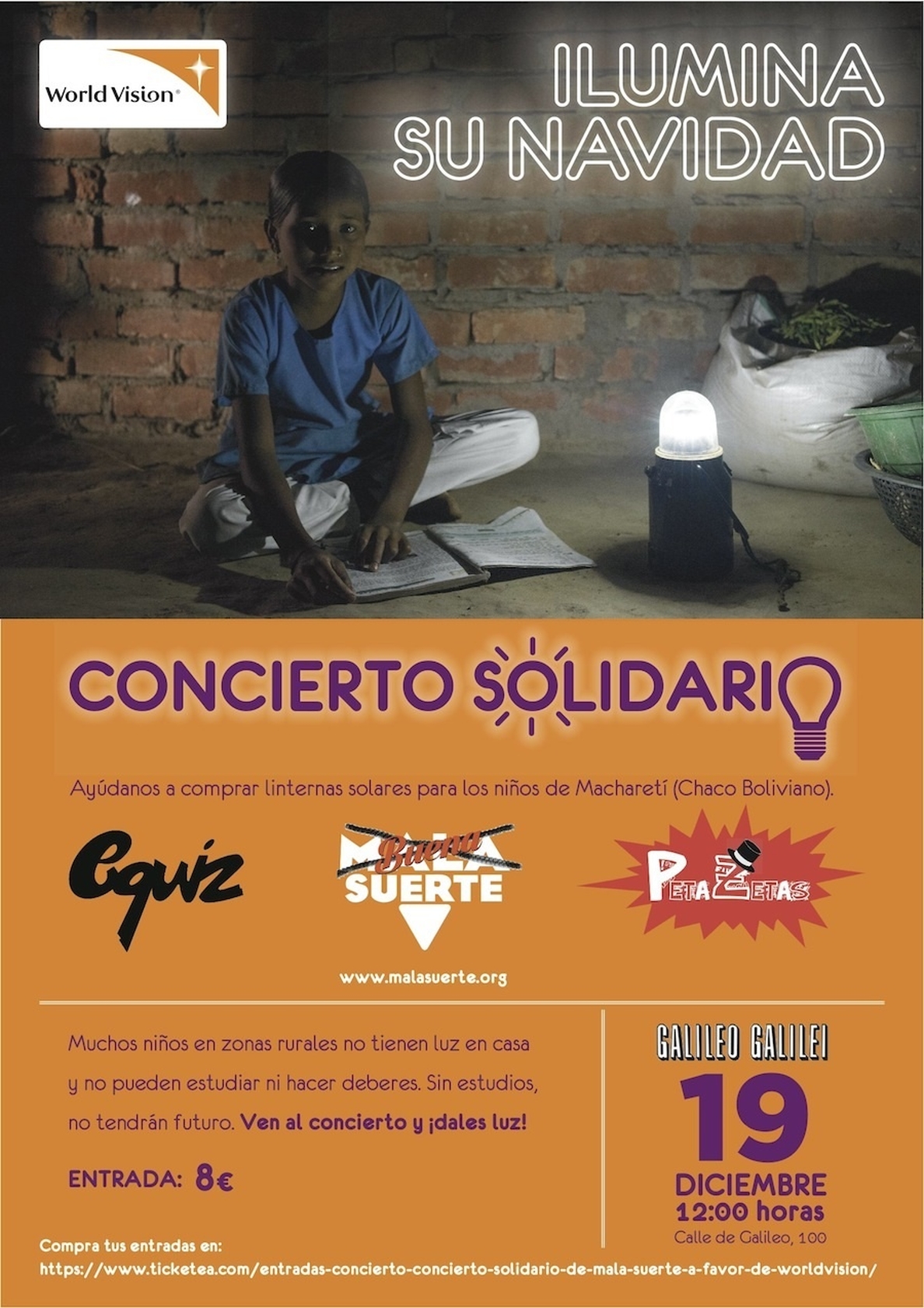 World Vision celebra un concierto solidario mañana en Madrid para ayudar a niños de zonas rurales de Bolivia