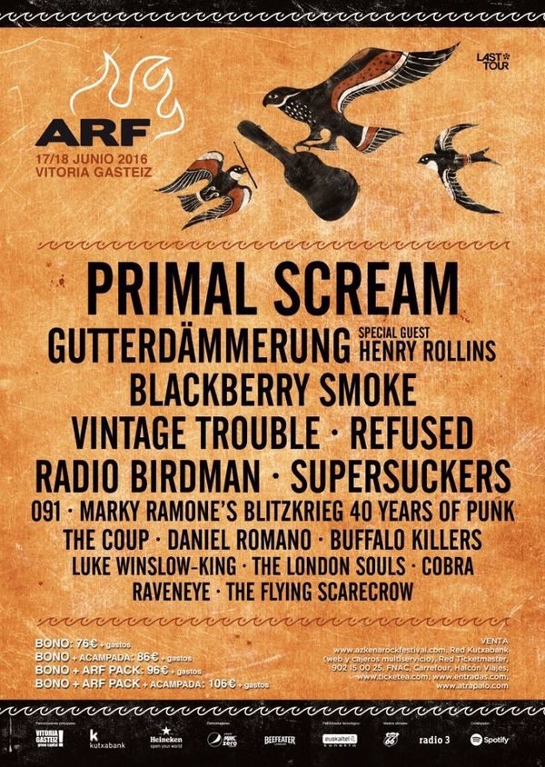 Primal Scream, Vintage Trouble, Supersuckers y Marky Ramone se suman al Azkena Rock Festival
