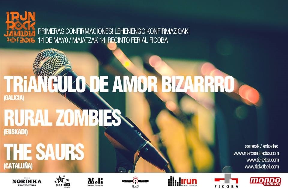Triángulo de amor bizarro, The Saurs y Rural Zombies, en el festival Irun Rock