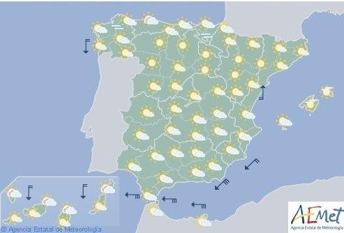 Hoy, poco nuboso en la Península y ascenso térmico en el norte y Baleares
