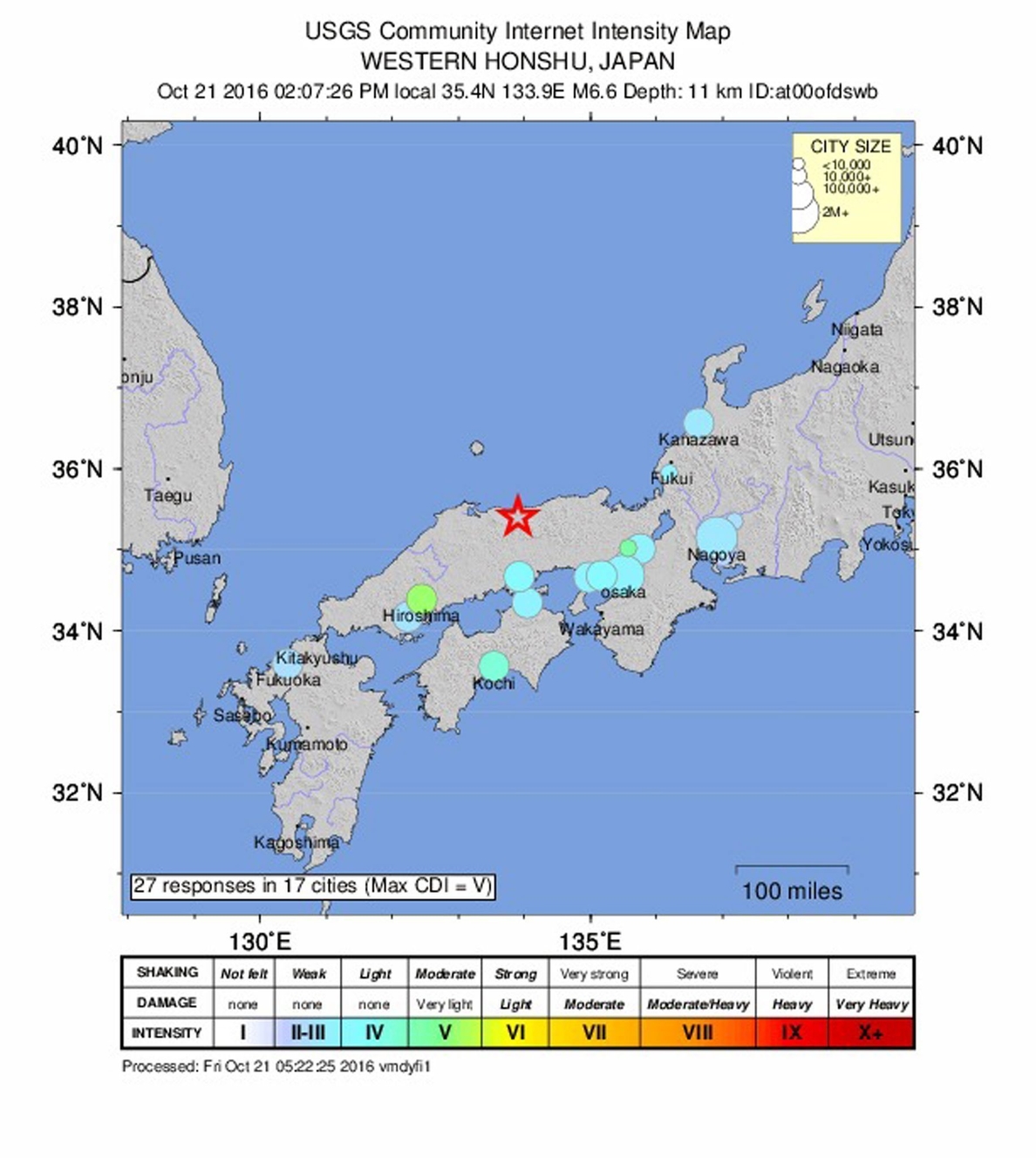 Un terremoto de 6,6 grados sacude el oeste de Japón sin alerta de tsunami