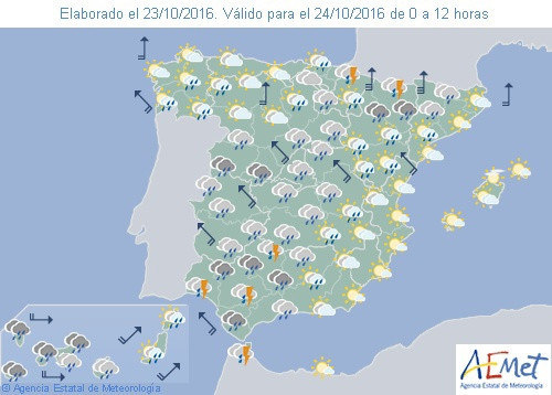 Hoy, precipitaciones fuertes en Andalucía, Sistema Central y noreste