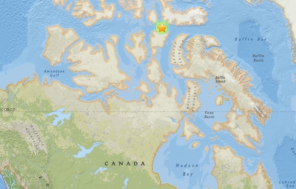 Registrado un terremoto de magnitud 5,8 en el extremo norte de Canadá