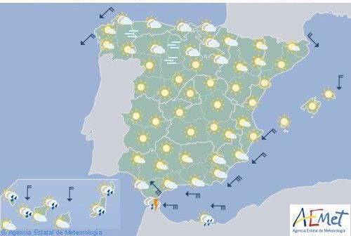 Hoy, nuboso con precipitaciones en Cádiz, Ceuta, Melilla e islas Canarias