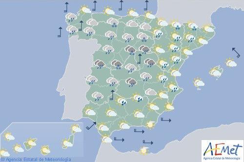 Hoy, lluvias localmente fuertes en Extremadura, Madrid y ambas Castillas