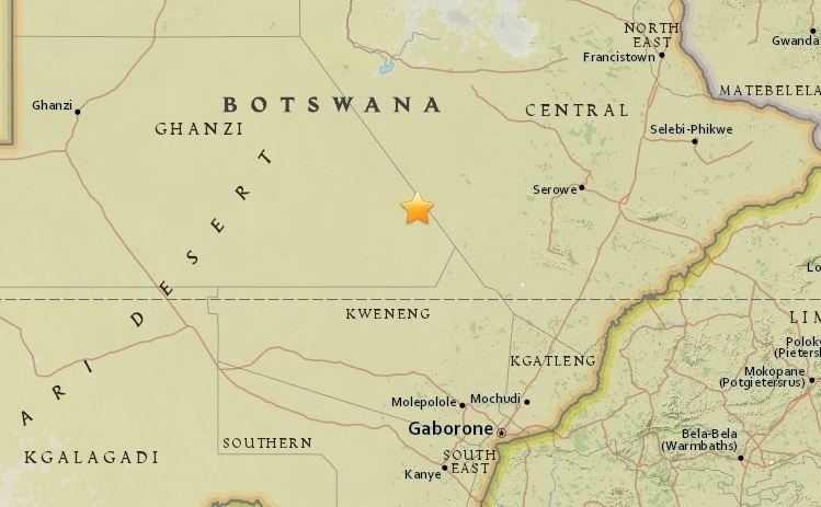 Registrado un terremoto de magnitud 5 en Botsuana, tras verse sacudido por el mayor seísmo en su historia