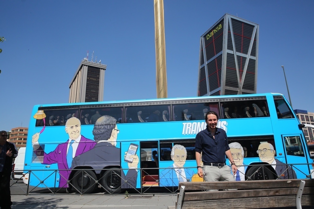 Pablo Iglesias cierra este domingo la ruta madrileña del »Tramabús» con un mitin en la Puerta del Sol